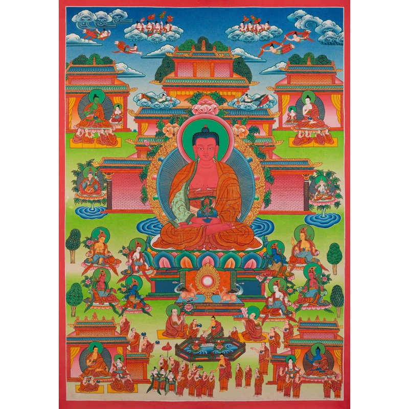 Amitabha Buddha Pure Land (Brocadeless Thangka)