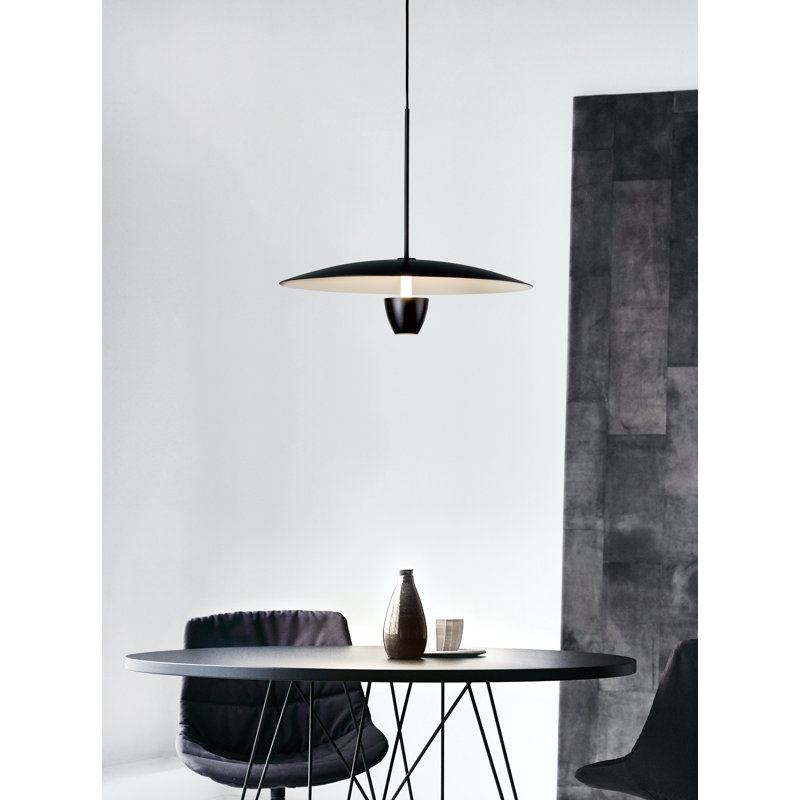 Luminaire suspendu à 1 lumière DEL Chalina, Noir mat, H 6,3 po x l 21,7 po x P 21,7 po