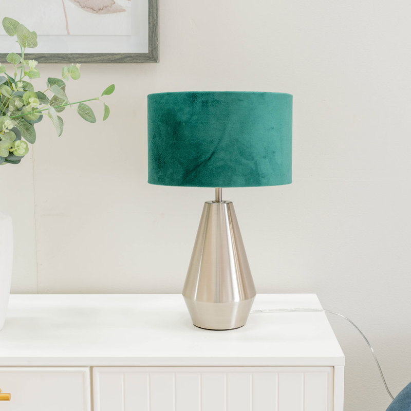 Metal Table Lamp, Forest Green, Silver, Yes
