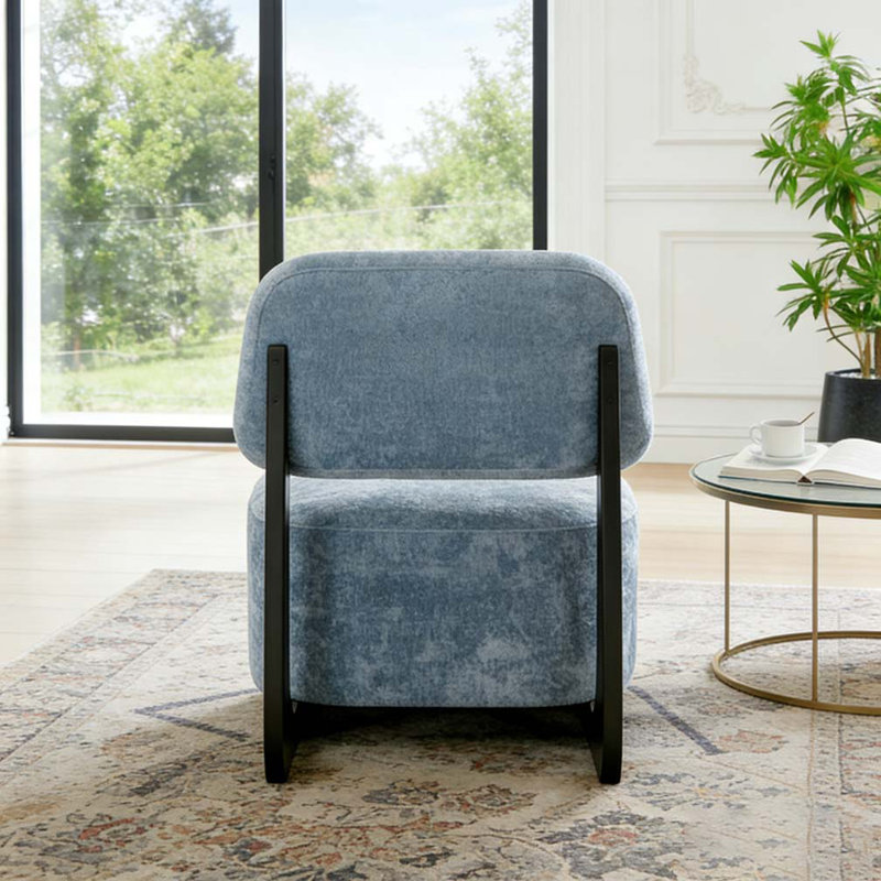 Chaise d'appoint moderne avec structure en bois massif, Bleu