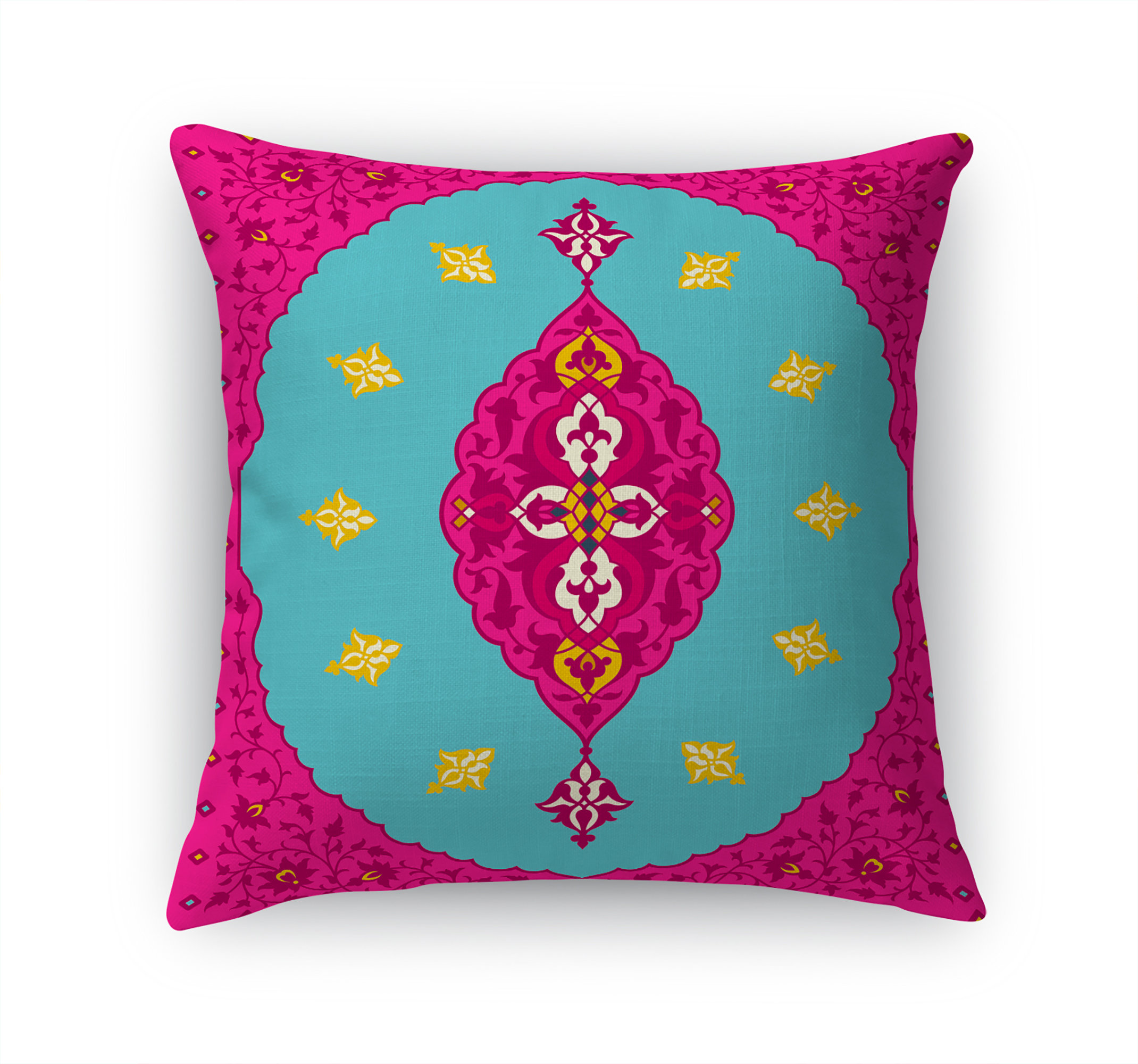 18 x 18 Square Cotton Accent Throw Pillow, Aztec Tribal Inspired Pattern, Trimmed Fringes, Multicolor Foundry Select