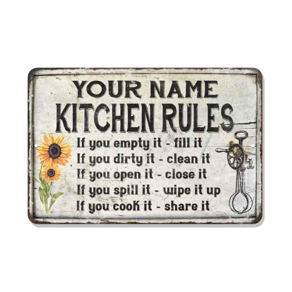 Chico Creek Signs Personalized Kitchen Rules Sign Wall Décor Wayfair
