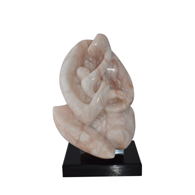Sculpture en marbre Vishakan mère et enfant montée sur base de carrousel 12 po x 11 po x H 19 po