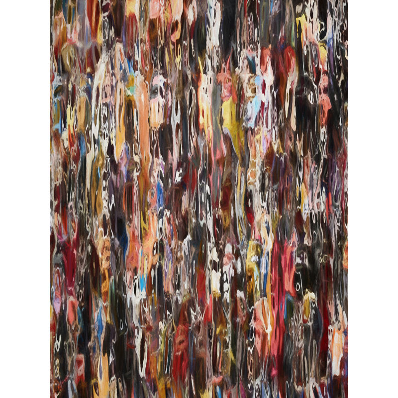 Composition abstraite 438 par Angel Estevez - Peinture, H 31,25 po x l 25,25 po, Papier avec cadre noir
