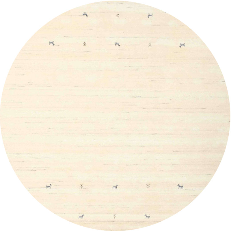 Tapis de zone crème contemporaine, Rond 5 pi