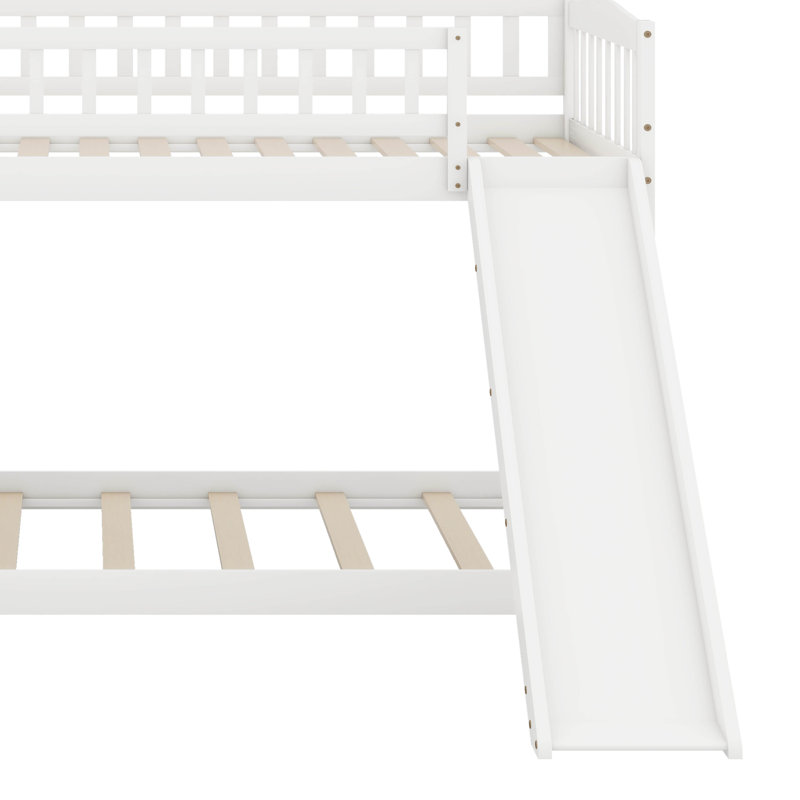 Twin Over Twin Bunk Bed With Slide, White