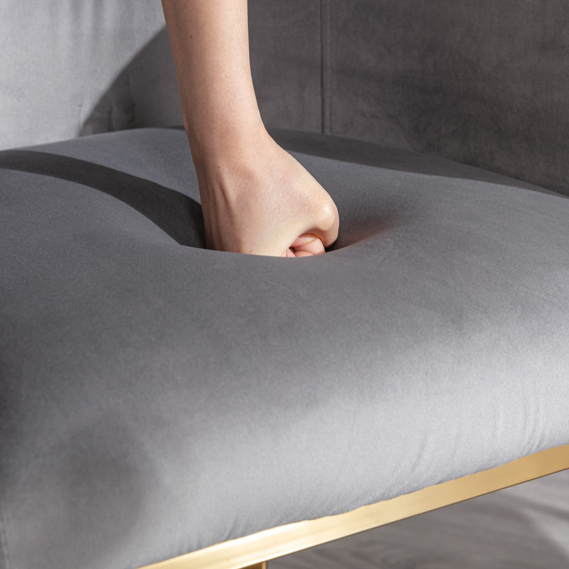 Tabourets de bar Shalon, Velours gris / cadre doré, Tabouret de bar (siège d'une hauteur de 24 po)