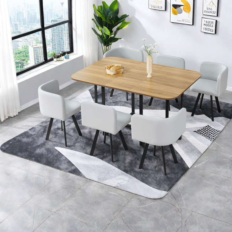 Ensemble de table de salle à manger compacte avec rangement, panneau de fibres à densité moyenne et fabrication en métal