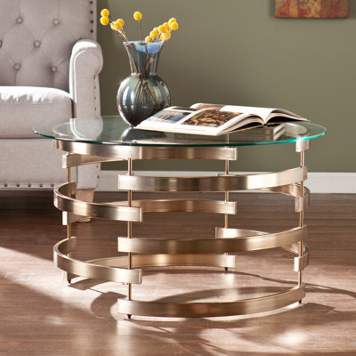 Table basse ronde en verre et métal 32 po Gracie Mills