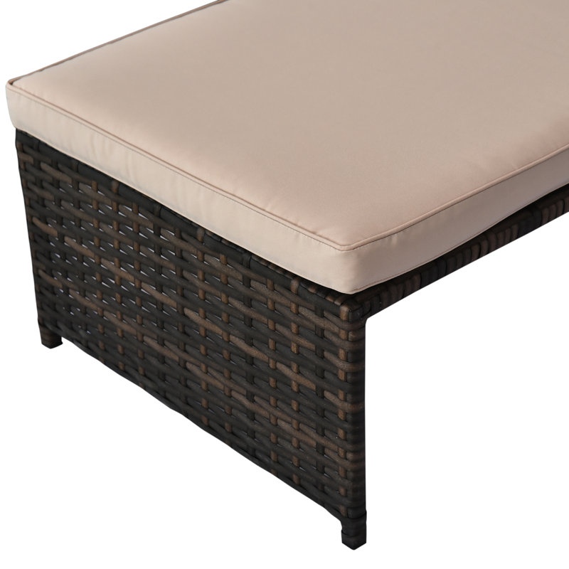 Ensemble de conversation avec canapé en rotin 3 pièces avec coussins Hudak, Beige / brun