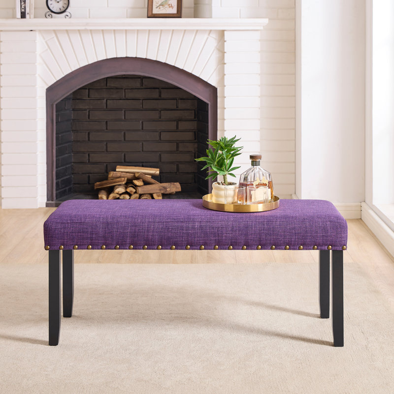 Banc de salle à manger en tissu avec garniture cloutée, Mauve, Mauve, Mauve