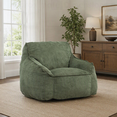 Fauteuil à billes géant pour adultes et adolescents, velours côtelé confortable avec accoudoirs, parfait pour se détendre et se reposer