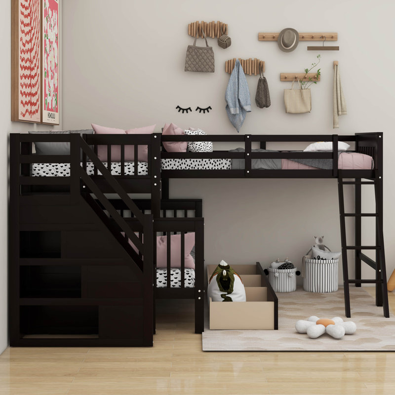 Kids Twin Over Full Bunk Bed, Espresso