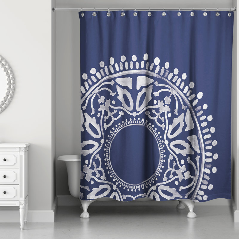 Arlowe Floral Shower Curtain, Navy