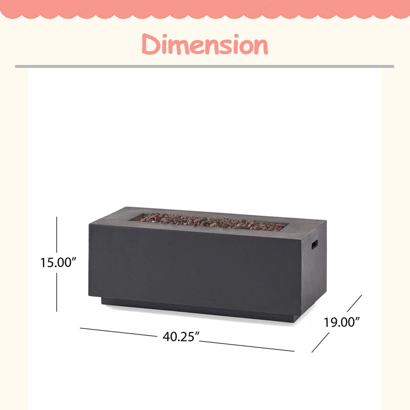 Winter And Spring Must-Have Items/long-Lasting And Durable 40" Outdoor 40,000 BTU Rectangular Concrete Propane Fire Pit (Tank Cover not Included)