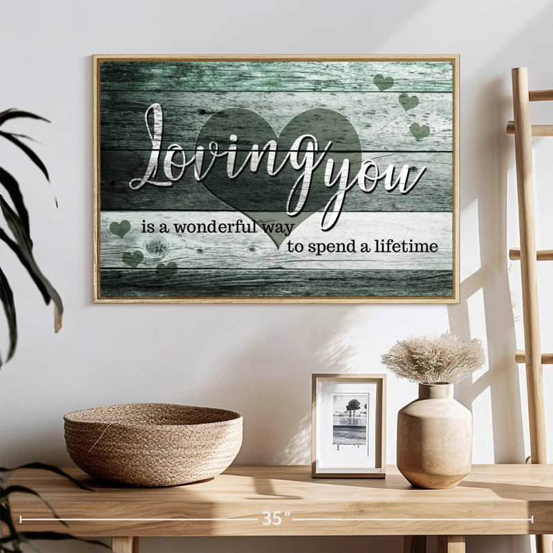 Citation de mariage «I Love You» II, 25 po x 17 po, Cadre flottant en bois naturel