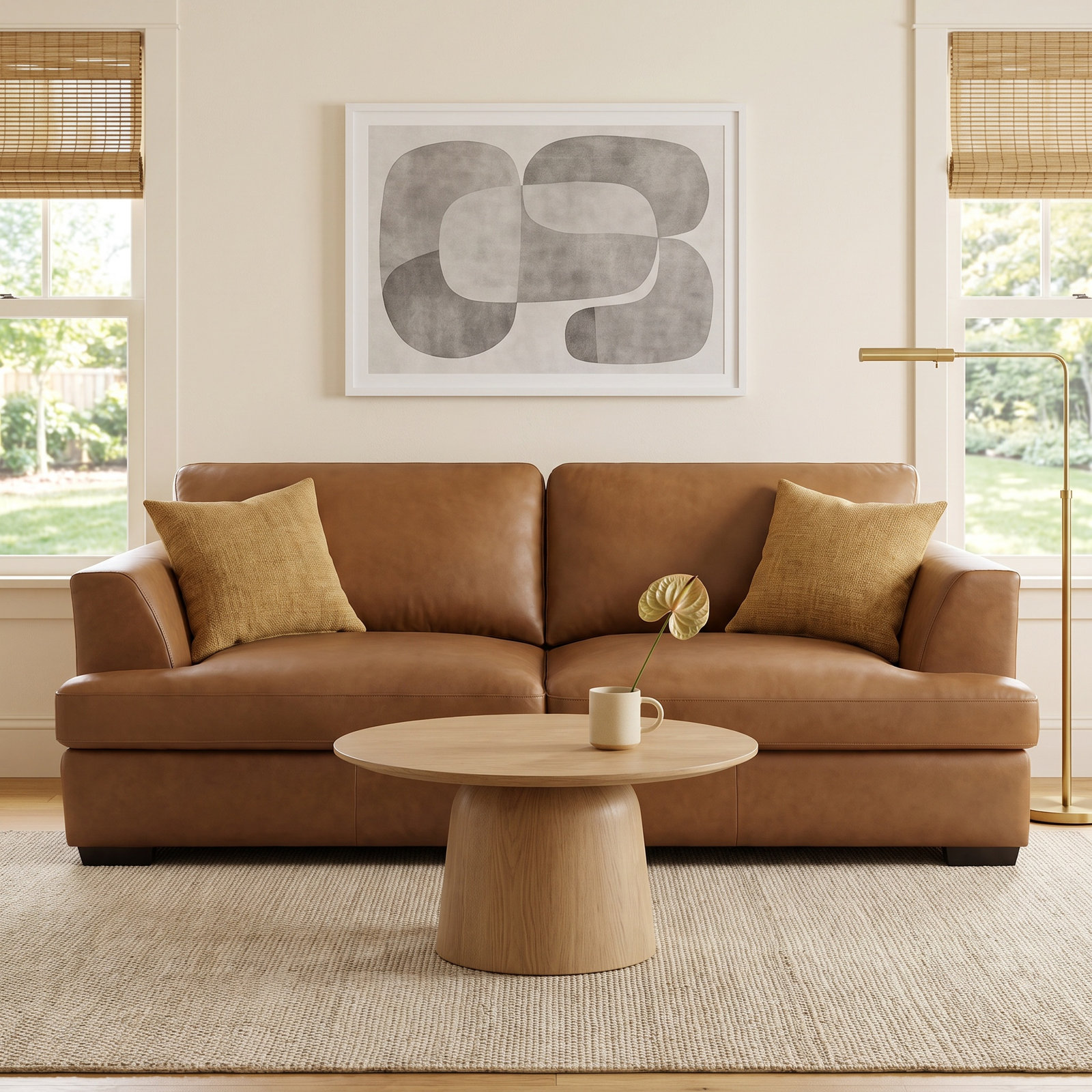 Braiden Leather Sofa, Camel, Camel