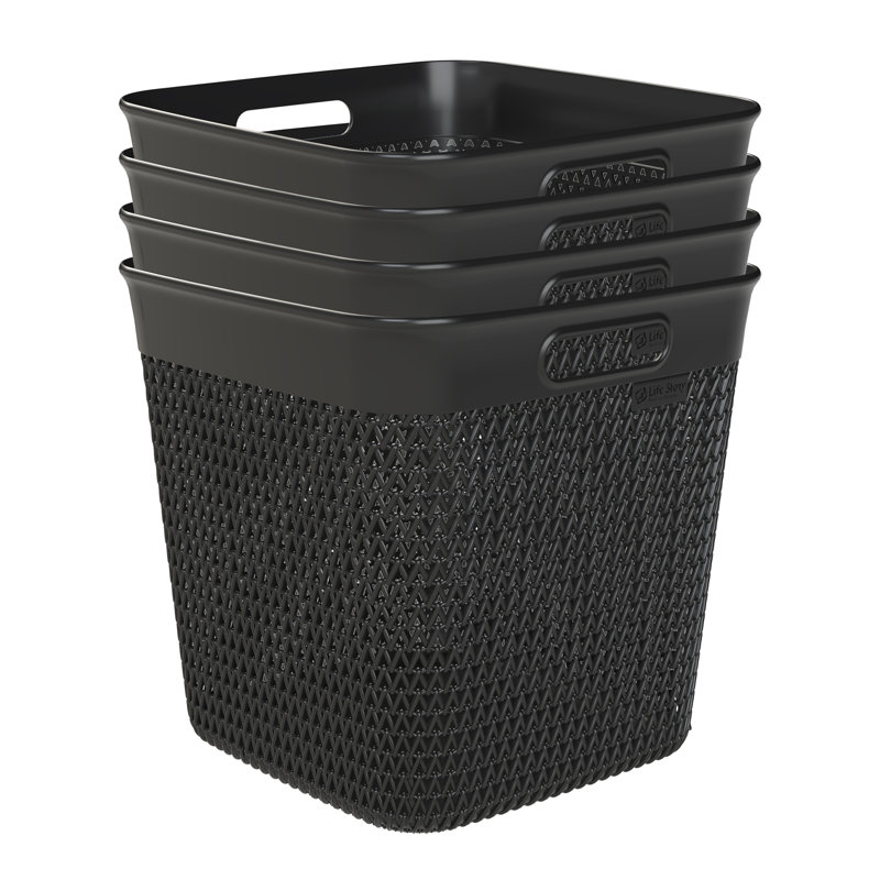  26 Qt Decorative Storage Basket Plastic Home Organizer, Gray, 4