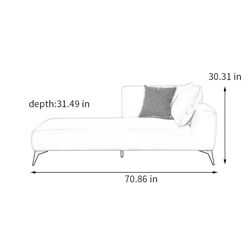 Paresseux simple européen, Mélange de polyester gris, Chaise longue à accoudoir droit