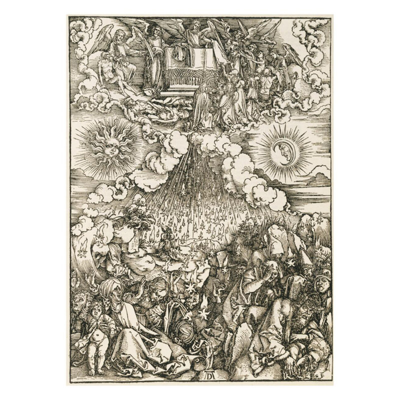 L'ouverture du Sixième sceau de l'Apocalypse de Saint-Jean par Albrecht Dürer - Estampe numérique, H 28 po x l 22 po