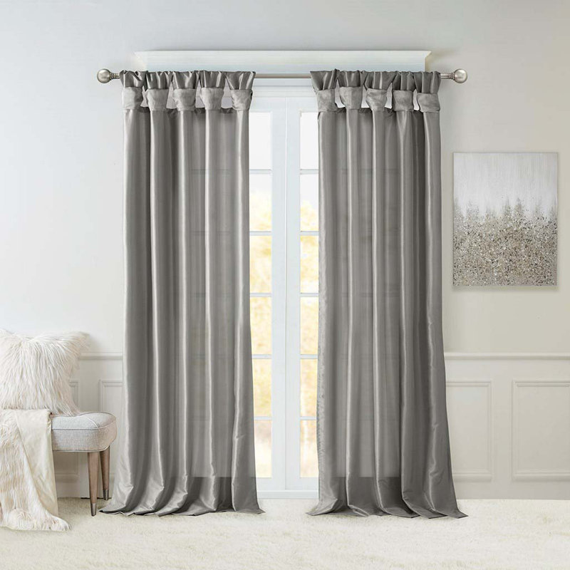 Panneau de rideau de fenêtre Twist Tab, L 50 po x L 108 po, Gris anthracite
