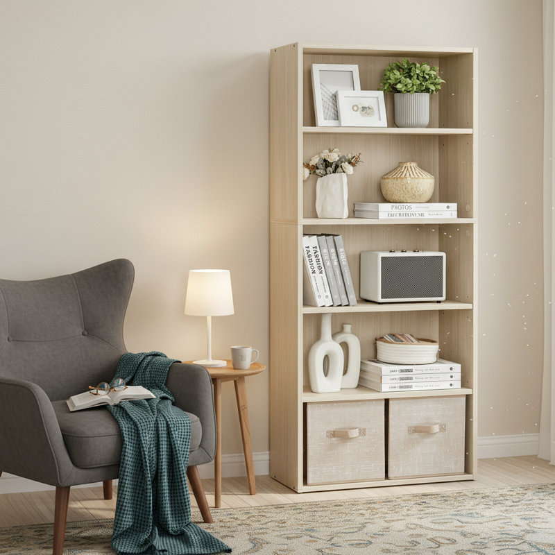 5-Tier Standard Bookcase, Beige