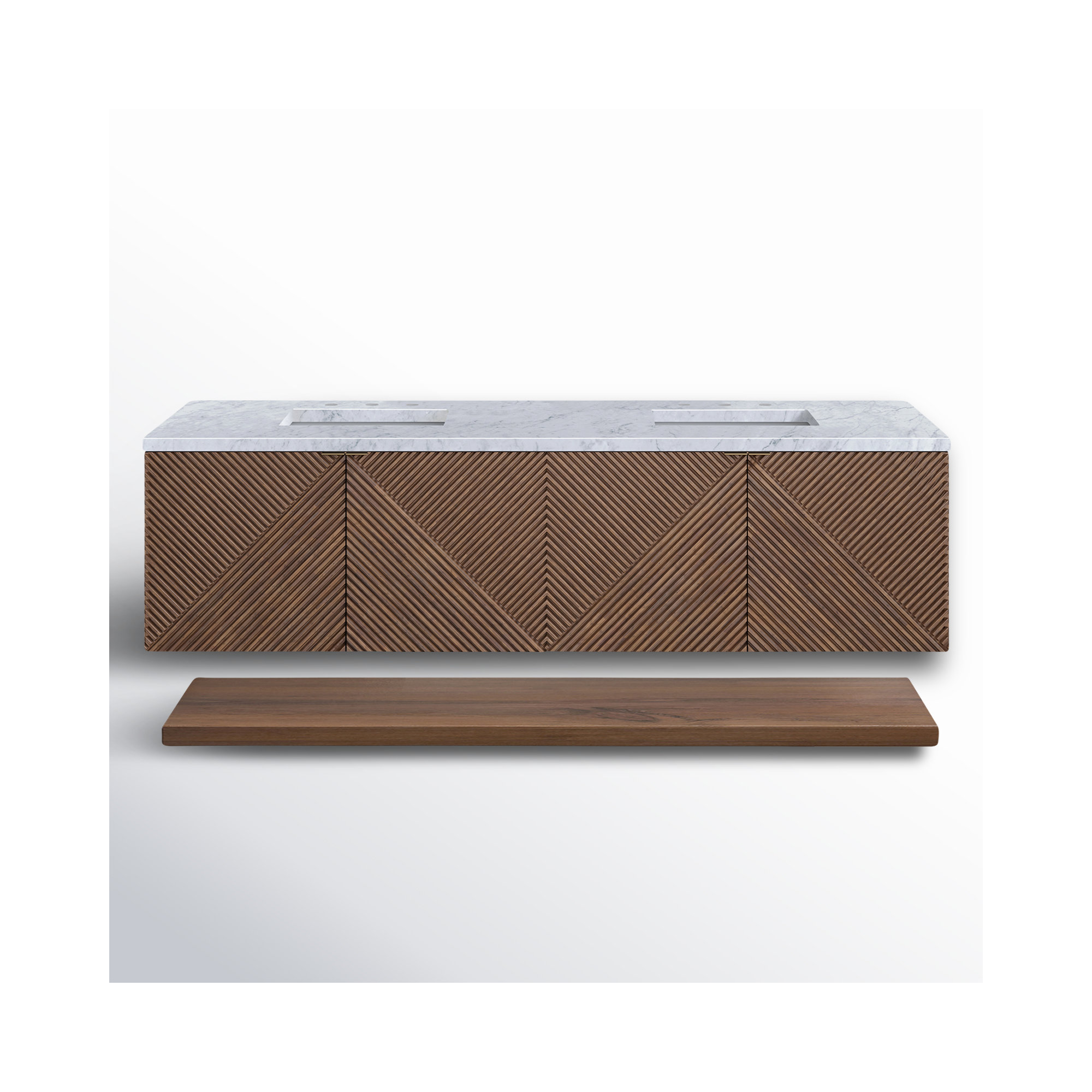 Marcello 72'' Double Bathroom Vanity, Carrara White, 8" Widespread