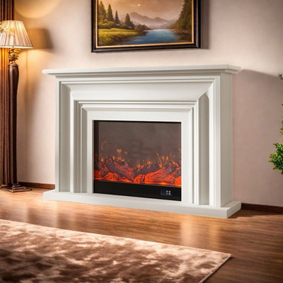 Elegant three-dimensional line design fireplace