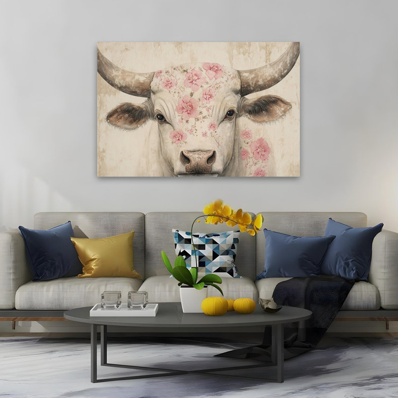 Art floral - Vache rétro, H 60 po x l 40 po