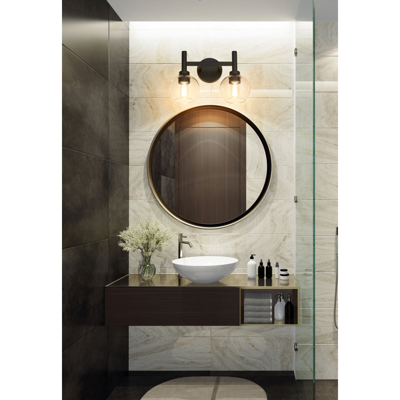 Éclairage pour meuble-lavabo à intensité variable à 2 lumières Jakeryan, Noir mat