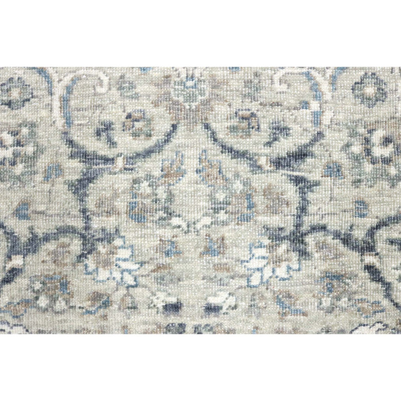 High-Quality Hand-Knotted Light Grey Area Rug, Rectangle 5' x 8'