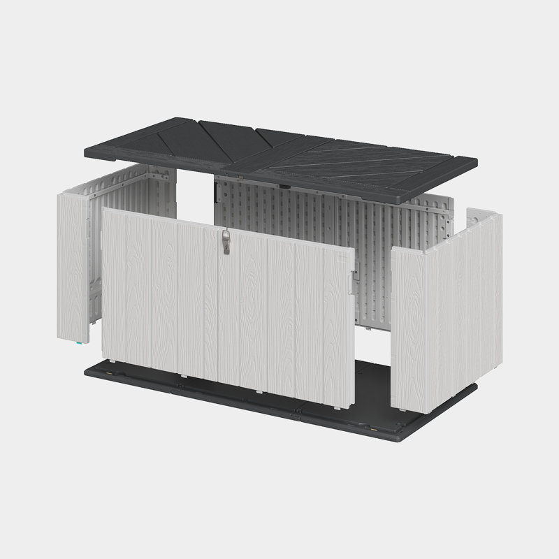 56'' W 100 Gallons Resin Lockable Deck Box, Water Resistant Outdoor Storage Ideal For Garden Patio Furniture, Gray/White