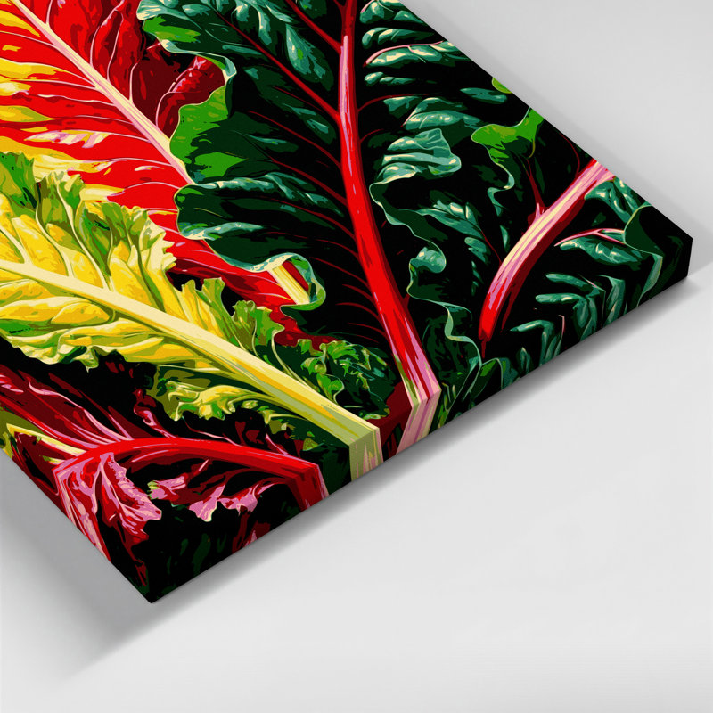 Art végétal sur toile vert, H 11 po x l 14 po