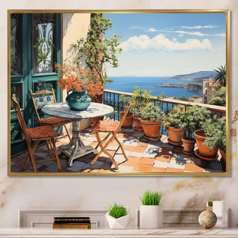 La Dolce, côte italienne I - Italie, art encadré, Cadre flottant doré, H 30 po x l 40 po x P 1,5 po