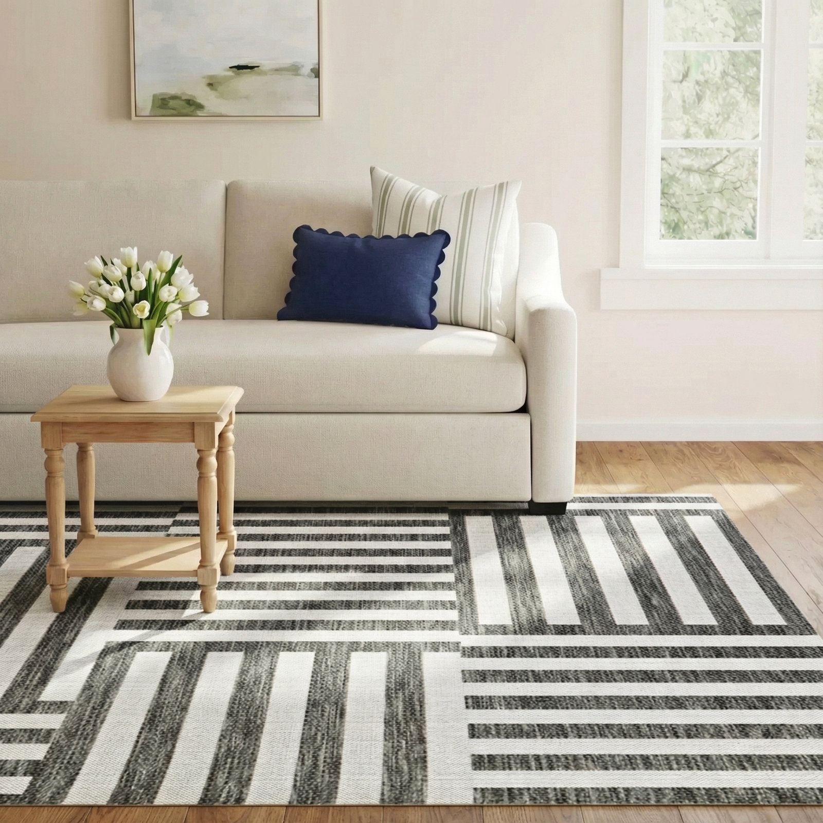 Pauling Charcoal Indoor/Outdoor Rug, Rectangle 7'10" x 10'