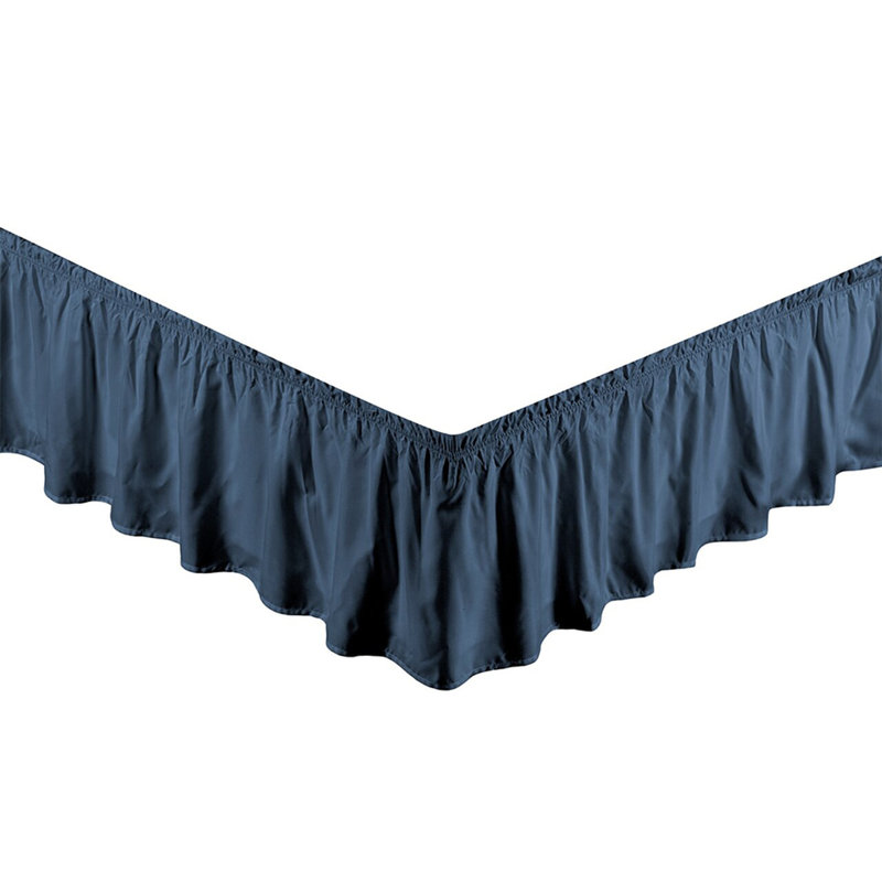Bedskirt 1 Ruffled Wrap Around Bed Skirt, Queen, Navy