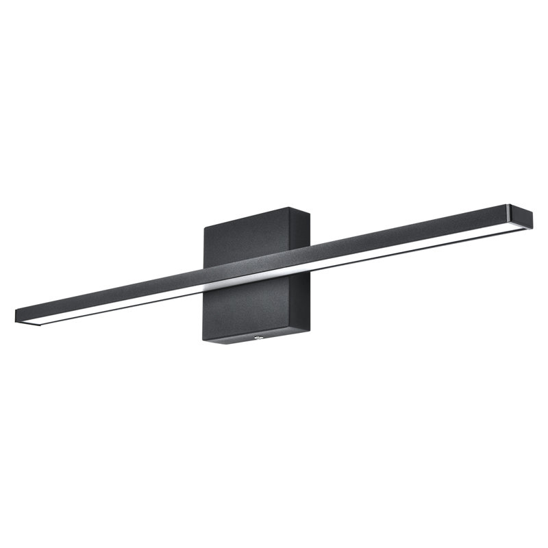 Barre d'éclairage de salle de bain moderne 23,6 po 1 lumière DEL à intensité variable 12W, Noir, noir, noir, noir