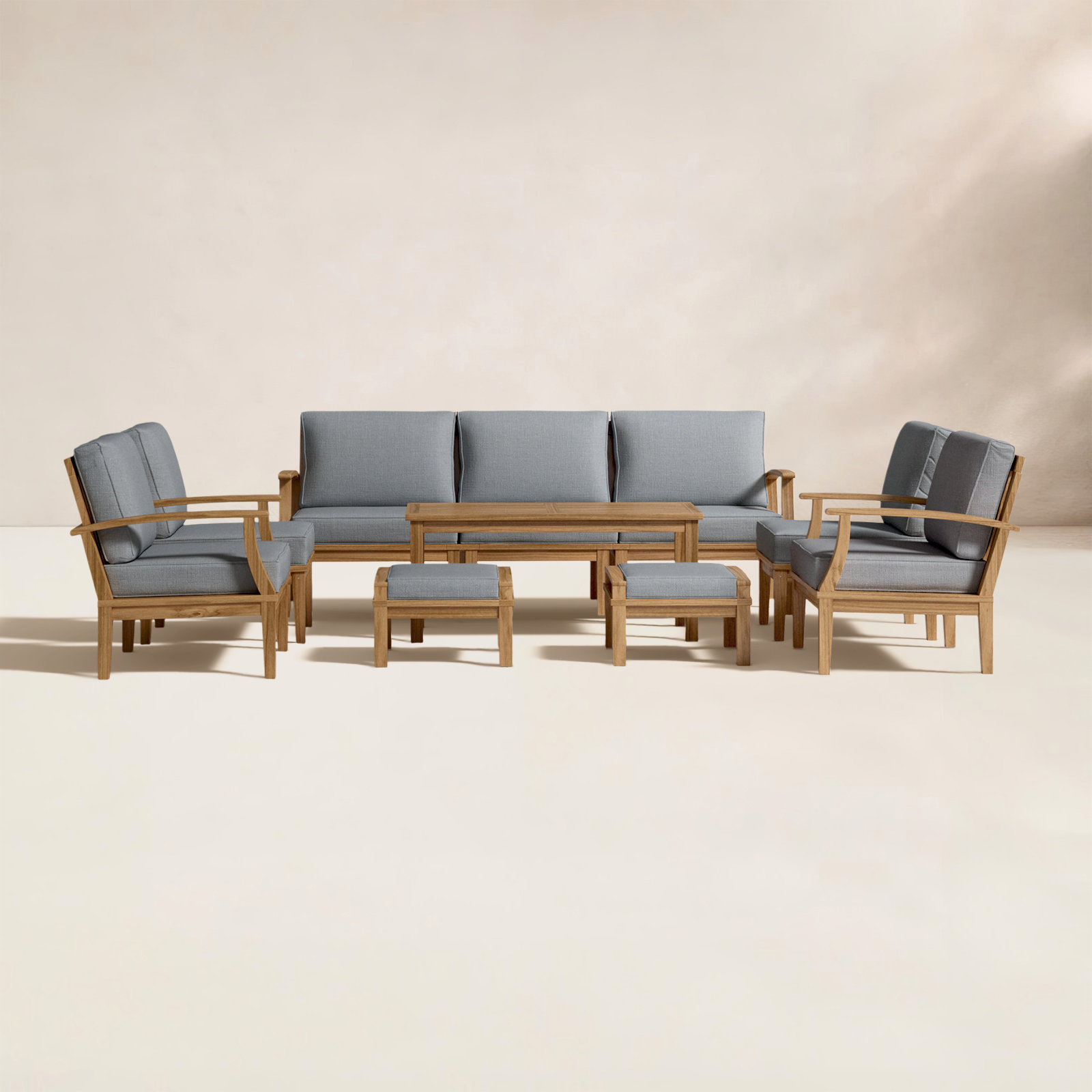 Modway Marina 9-Person Teak Patio Seating Group, Gray