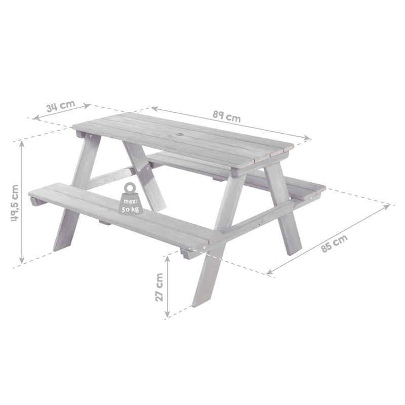 Deluxe Children'S Picnic Bench, Grey/Brown/Blue