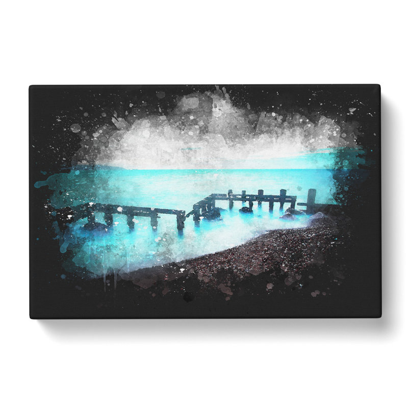 Keyhaven Beach in Hampshire Paint Splash - Wrapped Canvas Graphic Art, 40cm H x 60cm W x 3cm D