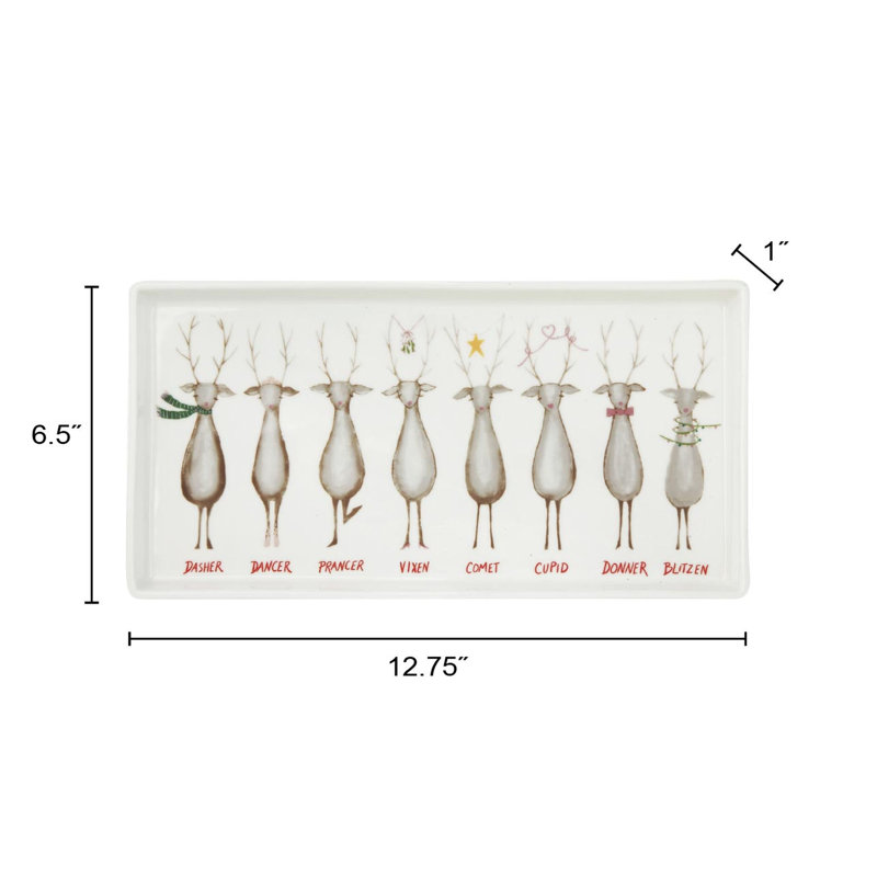 Plateau de service rectangulaire Santa's Reindeer