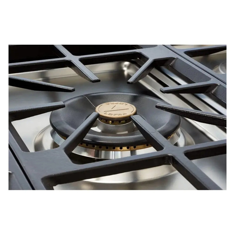 Cuisinière à double combustible 60 pouces avec 8 brûleurs en laiton scellés Lofra Dolcevita Series, Pigeon Blue/Brass
