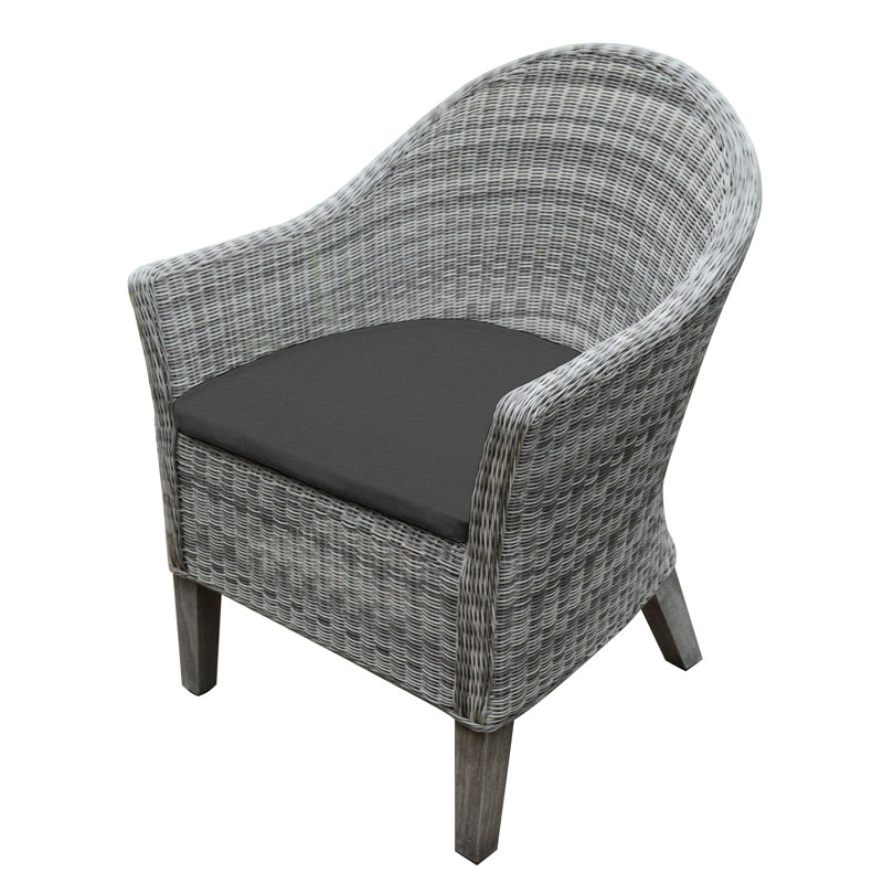 Vienna Wicker Outdoor Dining Armchair, Gray, Cast Charcoal/Gray