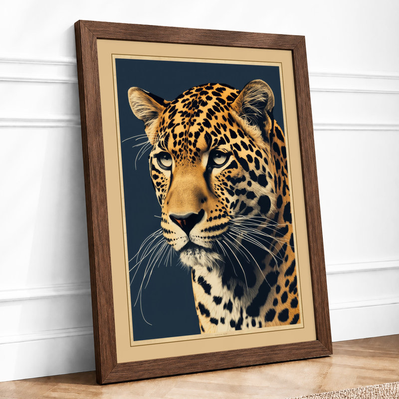 Leopard Profile Rustic - Framed Print, Walnut, A4 - 29.7 x 21.0 cm