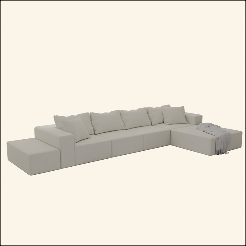 Ensemble de canapé modulaire rembourré moderne, canapé modulaire en L de 132 po avec 6 coussins, canapé-lit combiné gratuit pour le salon, la chambre à coucher