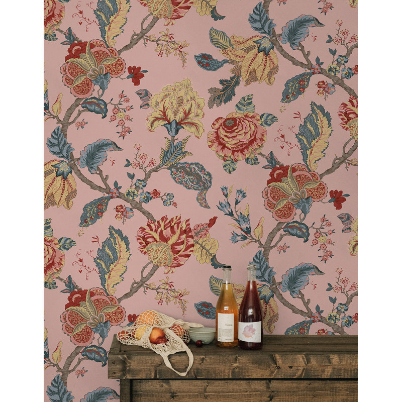 Papier peint floral Gorkis, Rosé