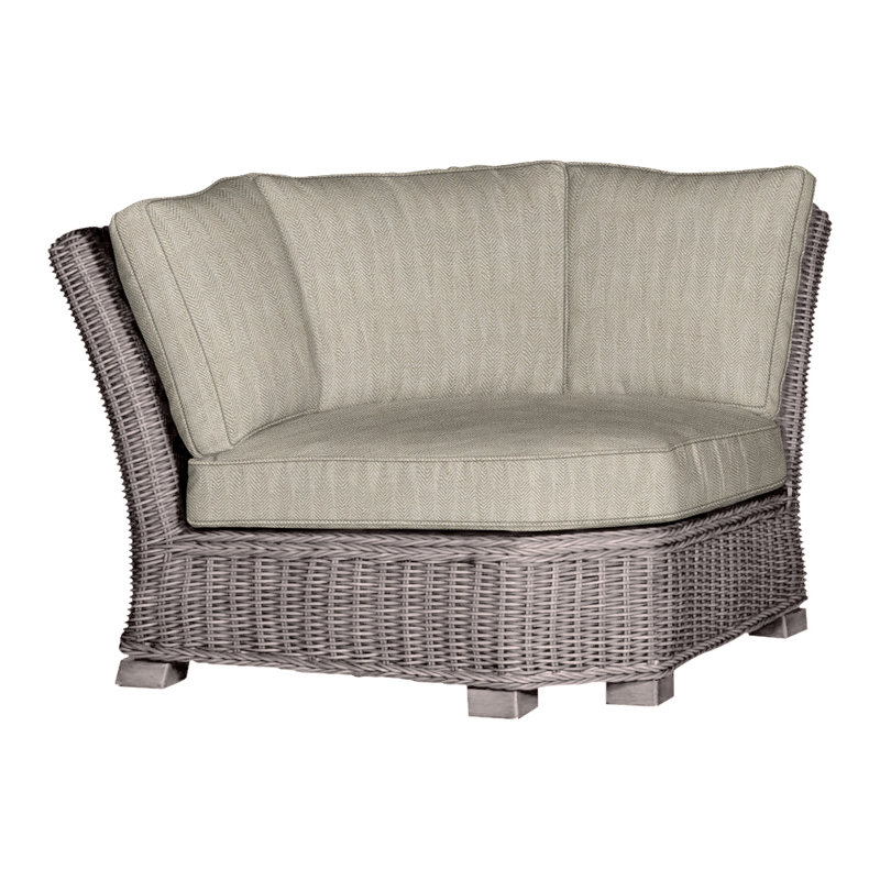 Rustic Woven Sectional Corner, Welt, Oyster, Indigo Velvet