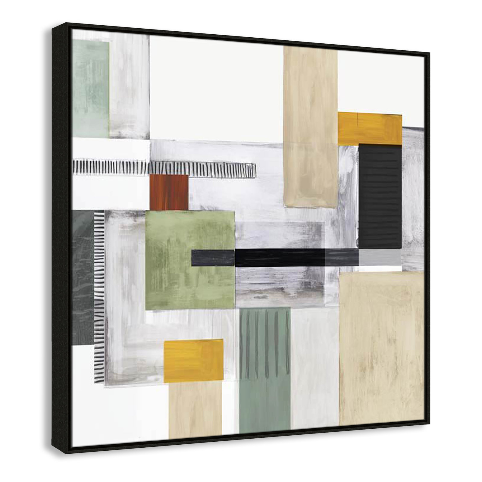Playful Blocks, 41.5" H x 41.5" W x 2" D, Espresso Floater Framed