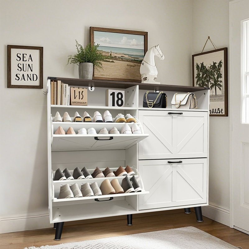 Armoire de rangement pour chaussures Garvee, Brun