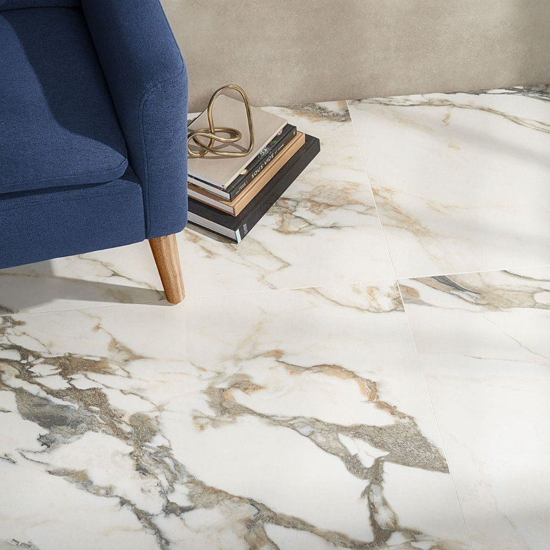 Dreamstone 24X48 Polished Porcelain Tile, Calacatta Rustico Polished